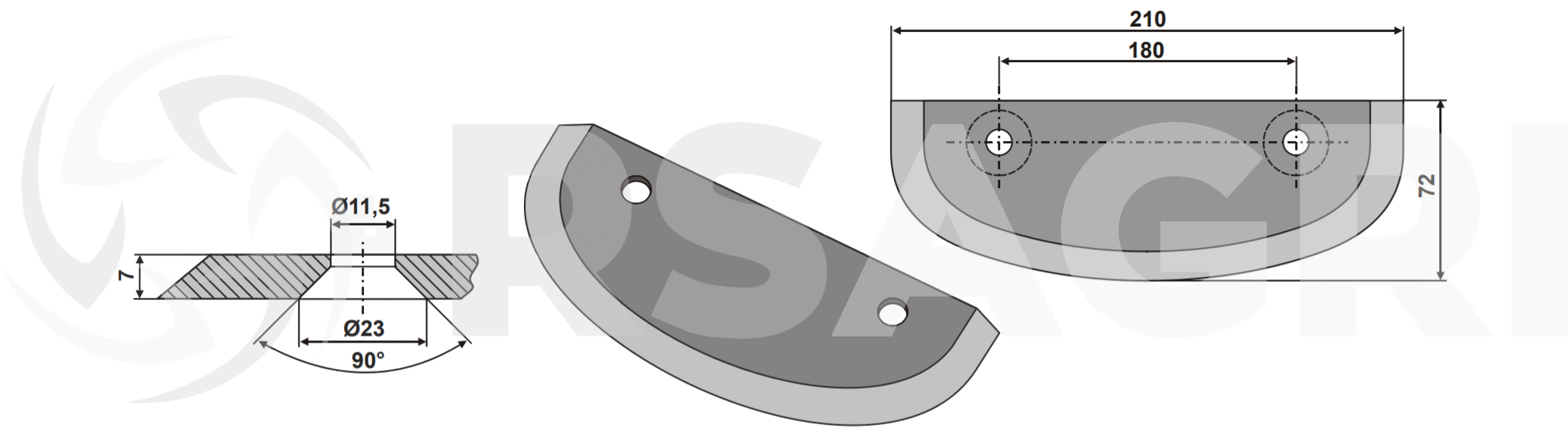 RMH front oval diet feeder blade